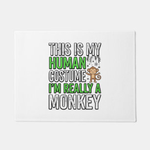 Funny Monkey Human Costume Halloween Shirt Design_ Doormat