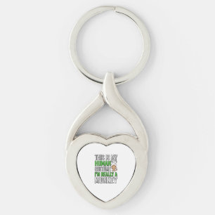 Funny Monkey Human Costume Halloween Shirt Design_ Keychain