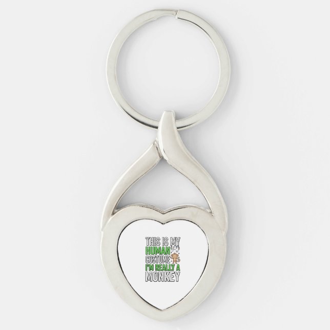 Funny Monkey Human Costume Halloween Shirt Design_ Keychain (Front)