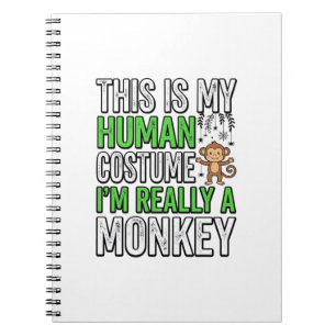 Funny Monkey Human Costume Halloween Shirt Design_ Notebook