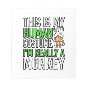 Funny Monkey Human Costume Halloween Shirt Design_ Notepad