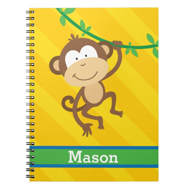 Funny Monkey in the Jungle Personalized Notebook (Front)