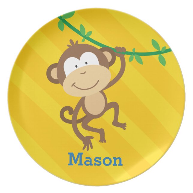 Funny Monkey in the Jungle Personalized Plate (Front)