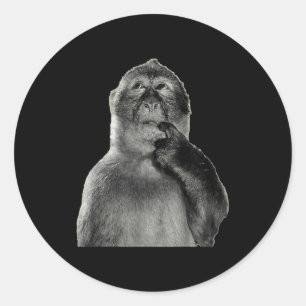 Funny Monkey Meme With Retro Odore Humor Art Style Classic Round Sticker