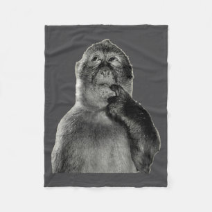 Funny Monkey Meme With Retro Odore Humor Art Style Fleece Blanket