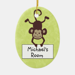 Funny Monkey Personalized Door Hanger Ceramic Ornament