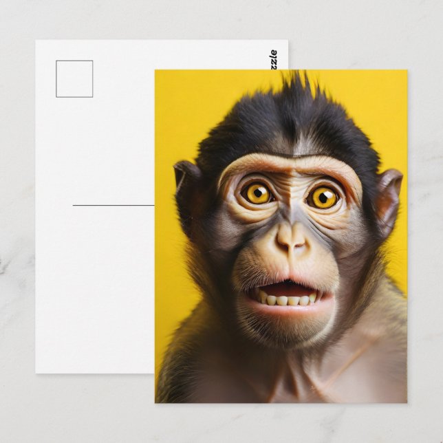 Funny monkey portrait postcard (Front/Back)
