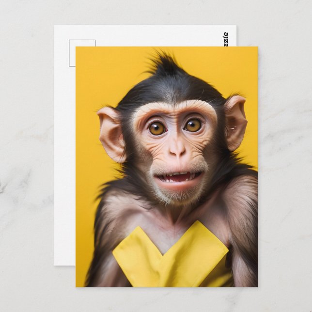 Funny monkey portrait postcard (Front/Back)