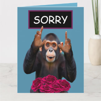 Funny Monkey & Roses Apology  Card
