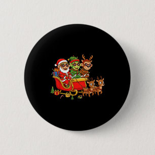 Funny Monkey Santa Reindeer Elf Christmas Womens M 2 Inch Round Button