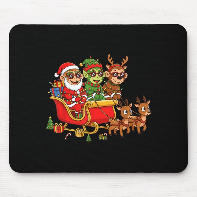 Funny Monkey Santa Reindeer Elf Christmas Womens M Mouse Pad (Front)