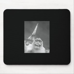 Funny Monkey Selfie Eiffel Tower In Paris Men Wome Mouse Pad