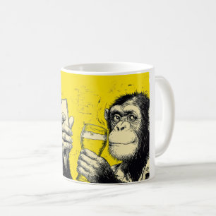 Funny Monkey Selfie Illustration – Cool Chimpanzee Coffee Mug