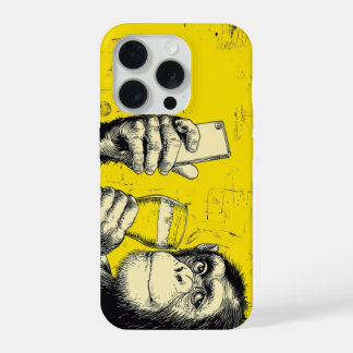 Funny Monkey Selfie Illustration – Cool Chimpanzee iPhone 15 Pro Case
