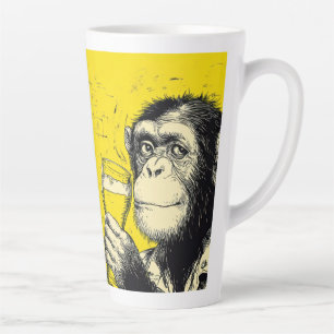 Funny Monkey Selfie Illustration – Cool Chimpanzee Latte Mug