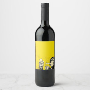 Funny Monkey Selfie Illustration – Cool Chimpanzee Wine Label