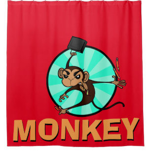 FUNNY MONKEY SHOWER CURTAIN