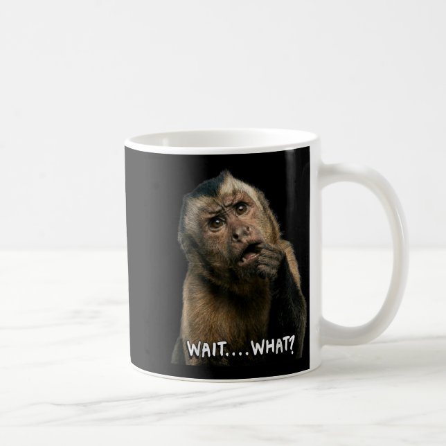 Funny monkey slang quote wait what meme cute coffee mug (Right)
