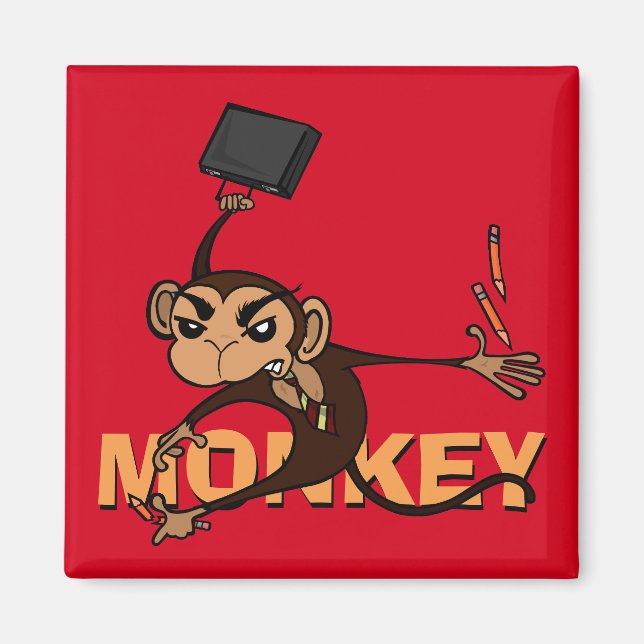 FUNNY MONKEY SQUARE MAGNET (Front)