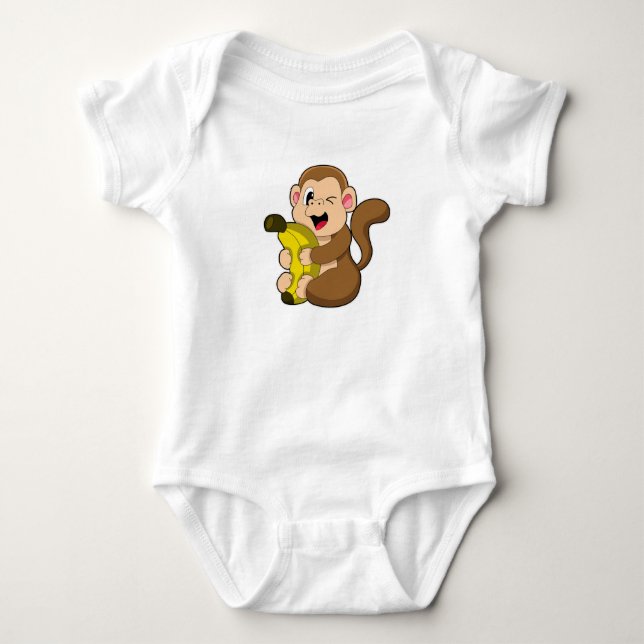 Funny Monkey with Banana Baby Bodysuit (Front)