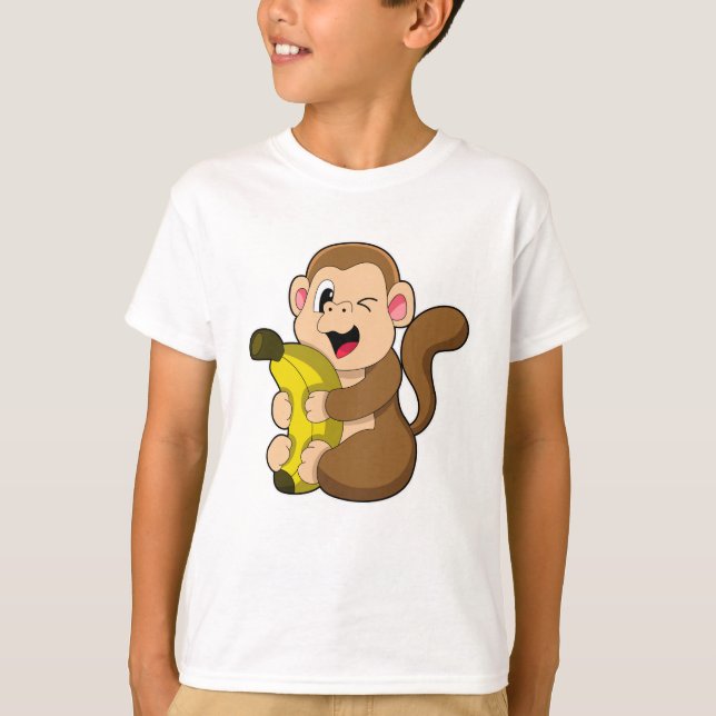 Funny Monkey with Banana T-Shirt (Front)