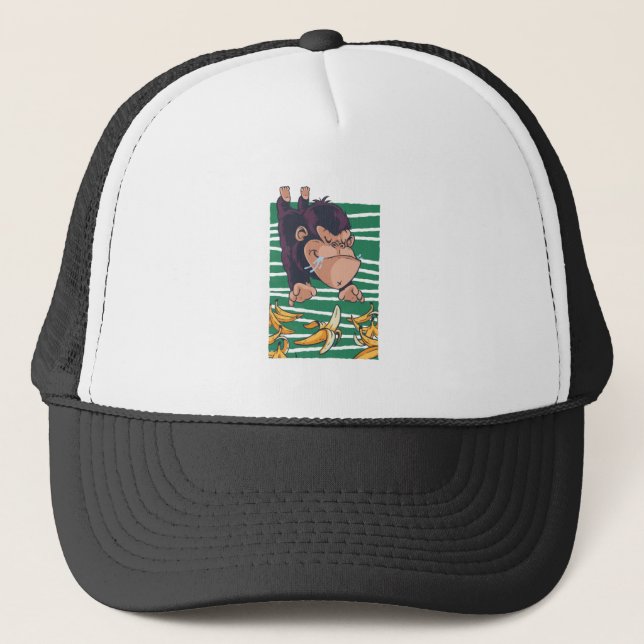 Funny Monkey with Bananas Trucker Hat (Front)