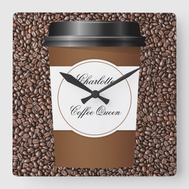 Funny Monogram Coffee Theme Wall Decor Clocks (Front)