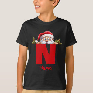 Funny Monogram Family Christmas Red Santa  T-Shirt