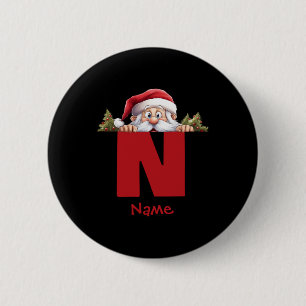 Funny Monogram Family Christmas Red Santa T Shirt 2 Inch Round Button