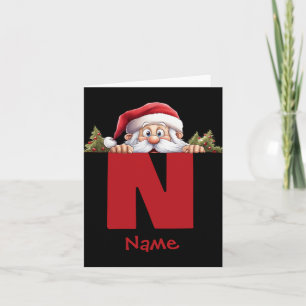 Funny Monogram Family Christmas Red Santa T Shirt  Card