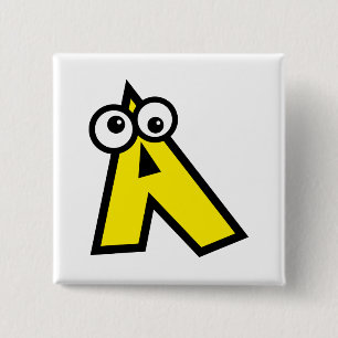 Funny Monogram Letter A 2 Inch Square Button