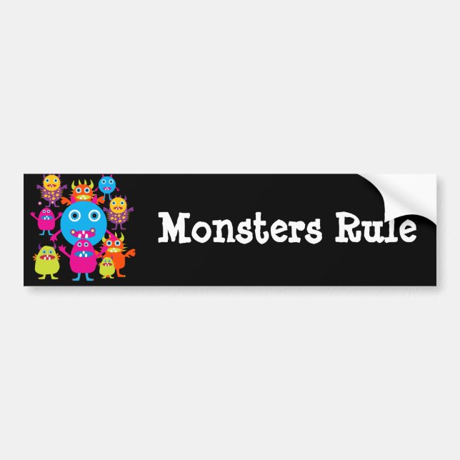 Funny Monster Bash Cute Creatures Party Bumper Sticker (Front)