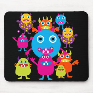 Funny Monster Bash Cute Creatures Party Mouse Pad