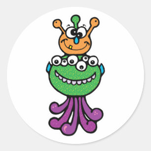 funny monster classic round sticker