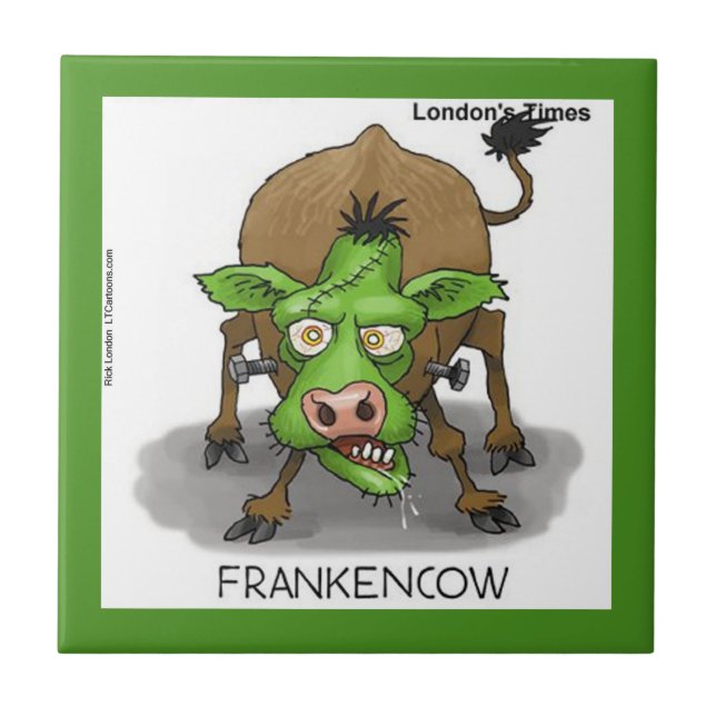 Funny Monster Cow Ceramic Tile (Front)