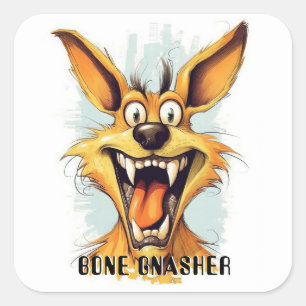 Funny Monster Dog: Bone Gnasher Square Sticker