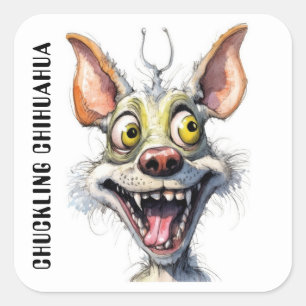 Funny Monster Dog: Chuckling Chihuahua Square Sticker