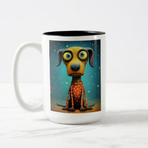 Funny Monster Dog: Mutt Medusa Two-Tone Coffee Mug