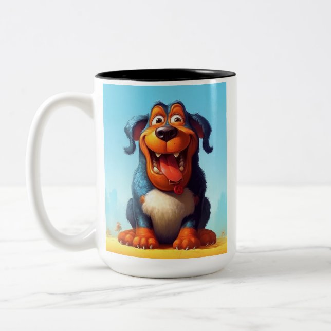 Funny Monster Dog: Slobbering Sasquatch Two-Tone Coffee Mug (Left)