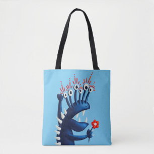 Funny Monster Flower Blue Kids Tote Bag