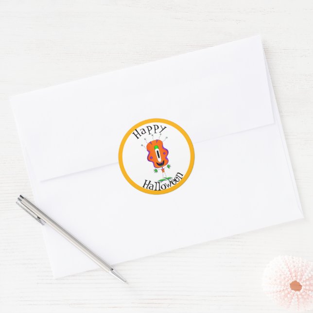 Funny, Monster, Halloween Classic Round Sticker (Envelope)
