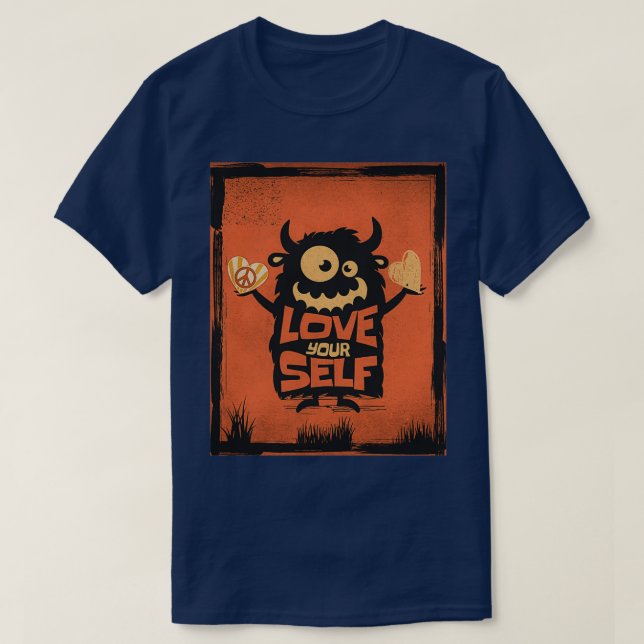 Funny Monster Love Your Self Motivational Quotes 1 T-Shirt (Design Front)