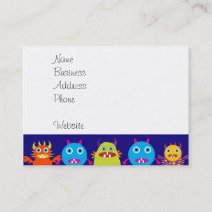 Funny Monster Party Cute Creatures on Blue Business Card