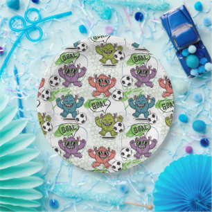 Funny Monster Soccer Kids Pattern Paper Plate