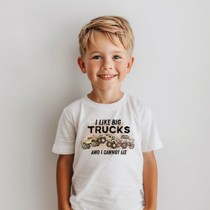 Funny Monster Truck Boys Modern Typography T-Shirt