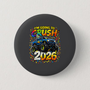 Funny Monster Truck New Years Kids Crush 2026 Part 2 Inch Round Button