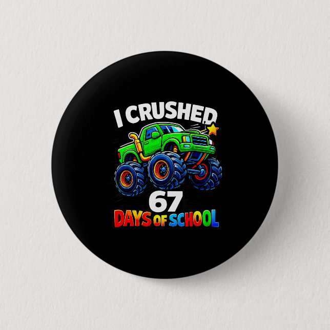 Funny Monster Truck Six Seven Meme Boys Kids Schoo 2 Inch Round Button (Front)