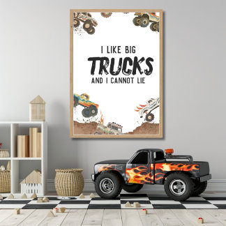 Funny Monster Trucks Poster Boys Décor de fête