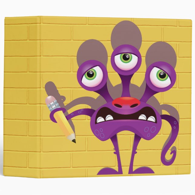 funny monster with pencil notebook binder (Front/Spine)