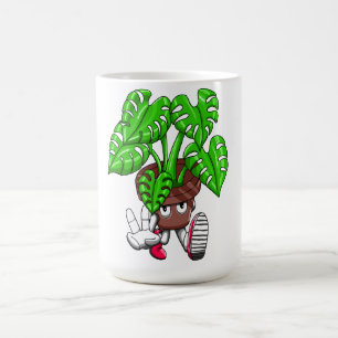 Funny Monstera Plant Cartoon Coffee Mug